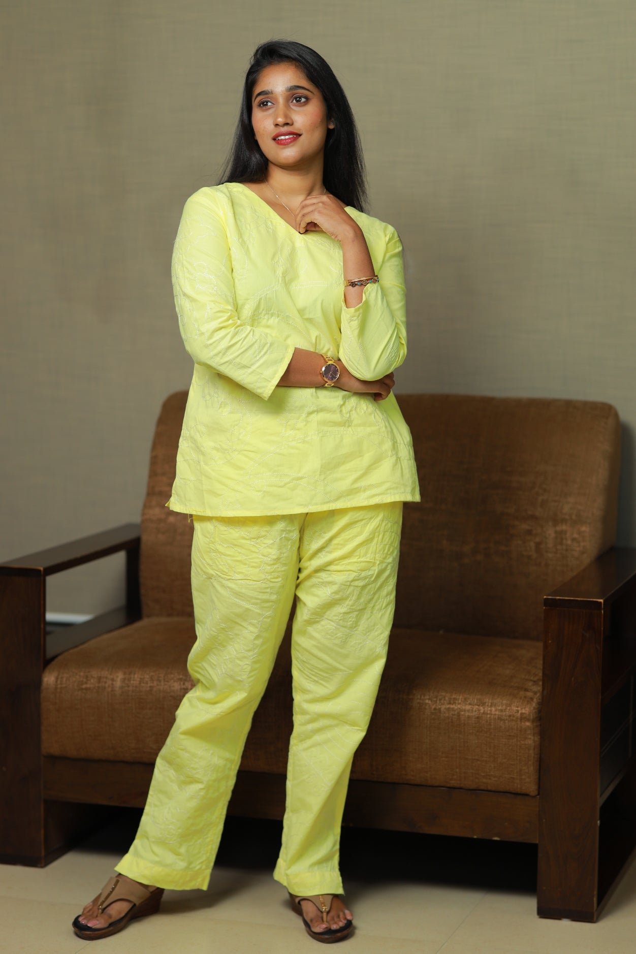 Lemon Yellow Vibrant Colour Pure cotton co ord set (2 set )