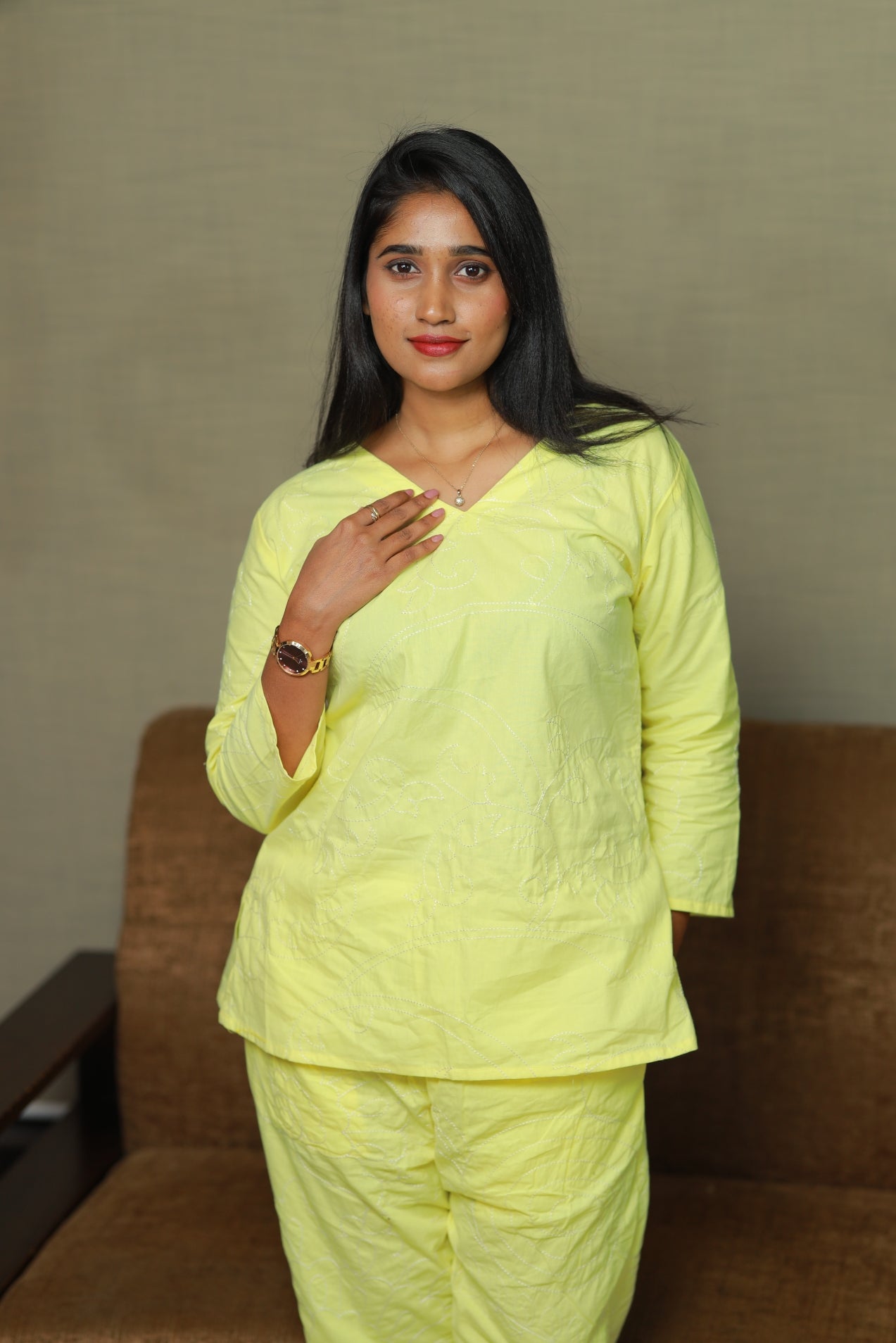 Lemon Yellow Vibrant Colour Pure cotton co ord set (2 set )
