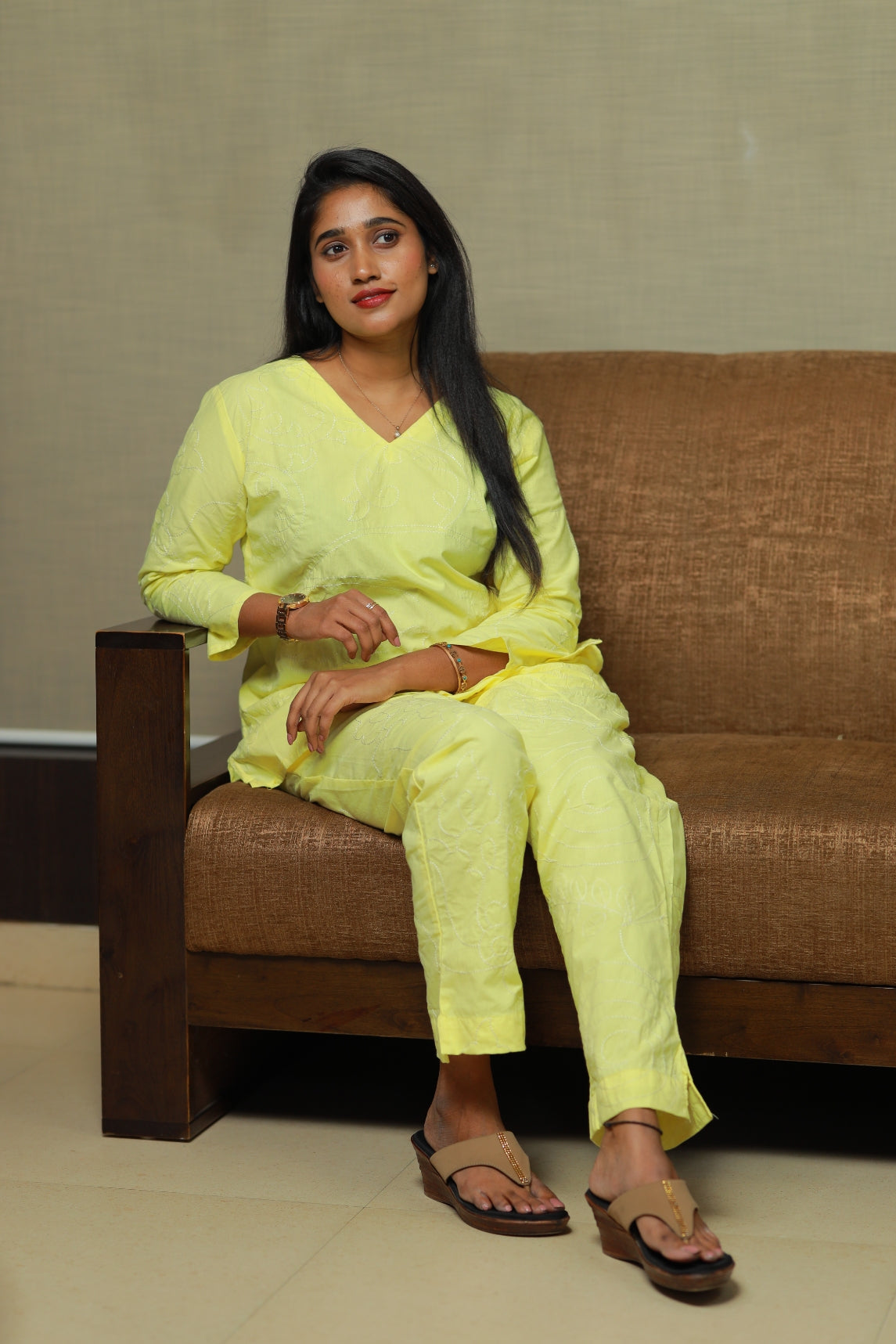 Lemon Yellow Vibrant Colour Pure cotton co ord set (2 set )