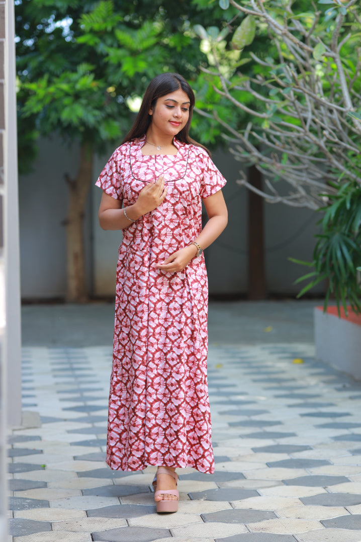Brown With Light brown Collar Nighty