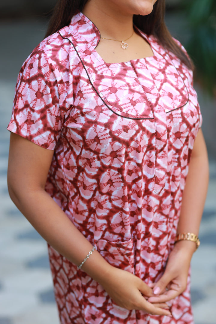 Brown With Light brown Collar Nighty