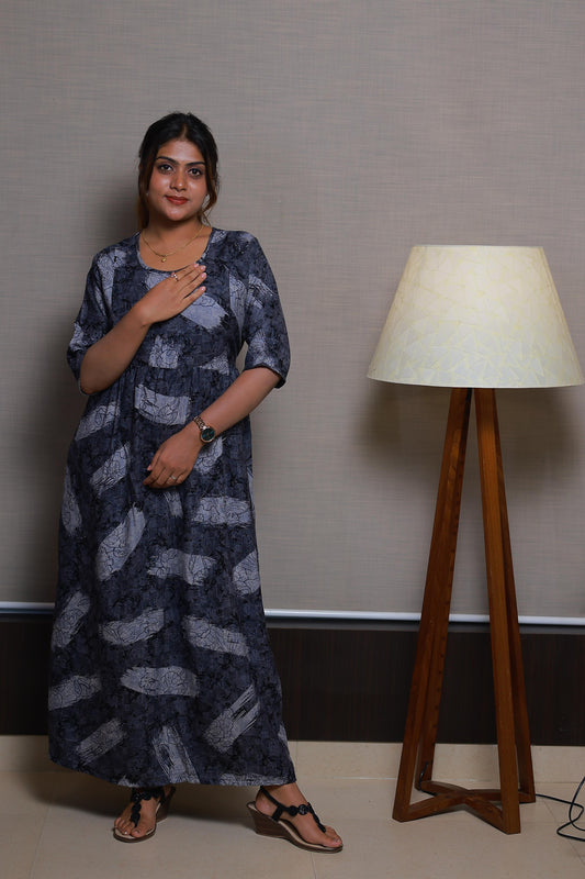 Alphine Gray With Black design with side zip Frock