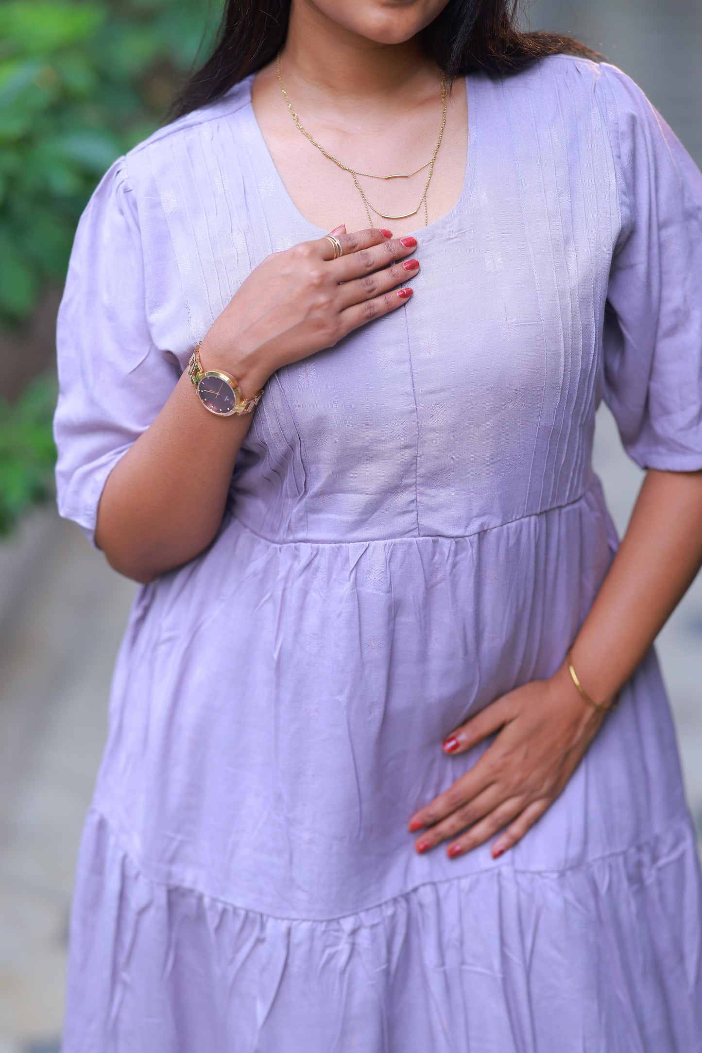 Pure cotton Navy Gray Three Layer frock with center zip
