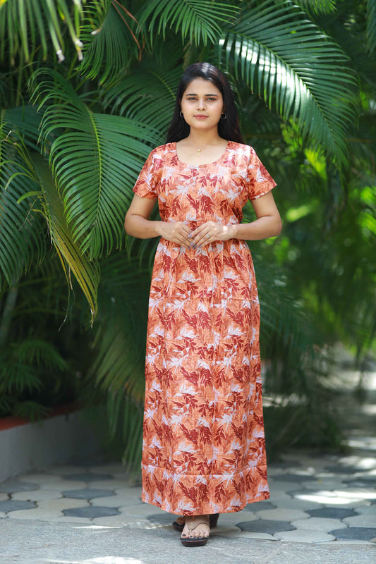 SUPER - Light Maroon with Dark Maroon digital print Frock Type Maxi with center zip