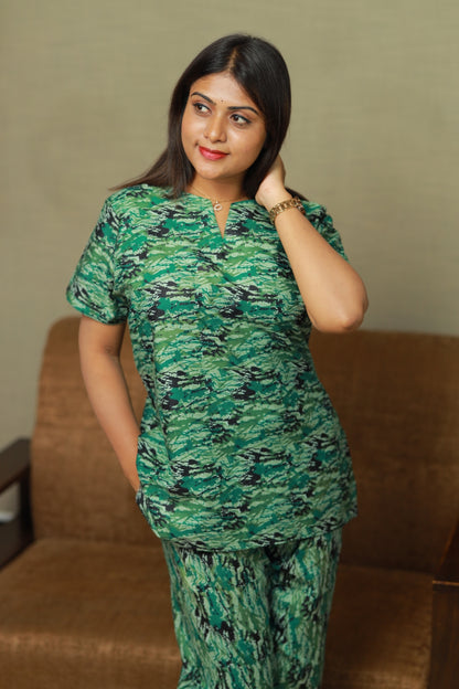 Camaflauge design u neck nightdress