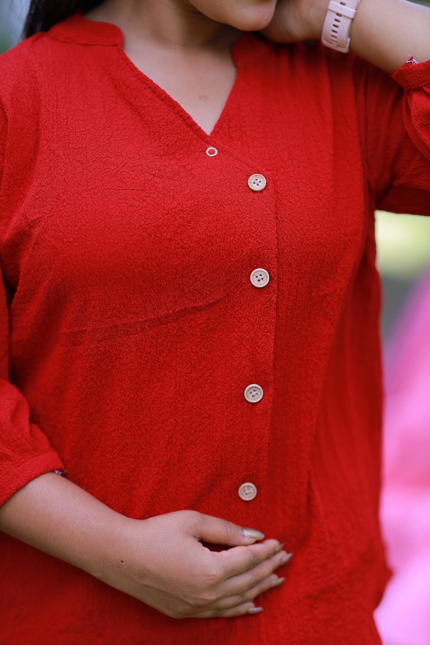 Trendy popcorn Red  co-ord set nightdress