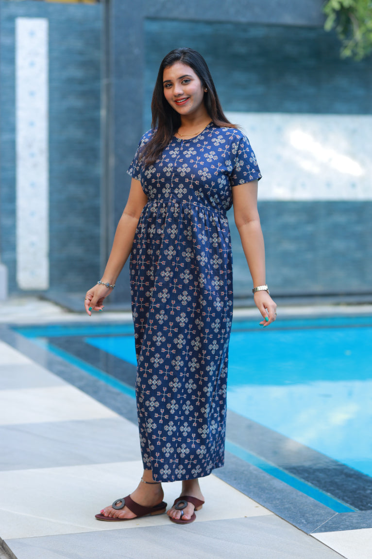Navy With Red  center Zip frock