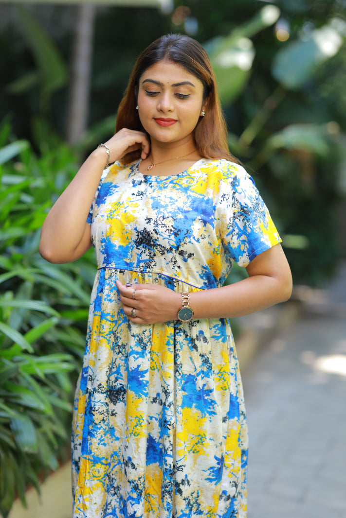Sandal Painting Digital print Without zip  Frock