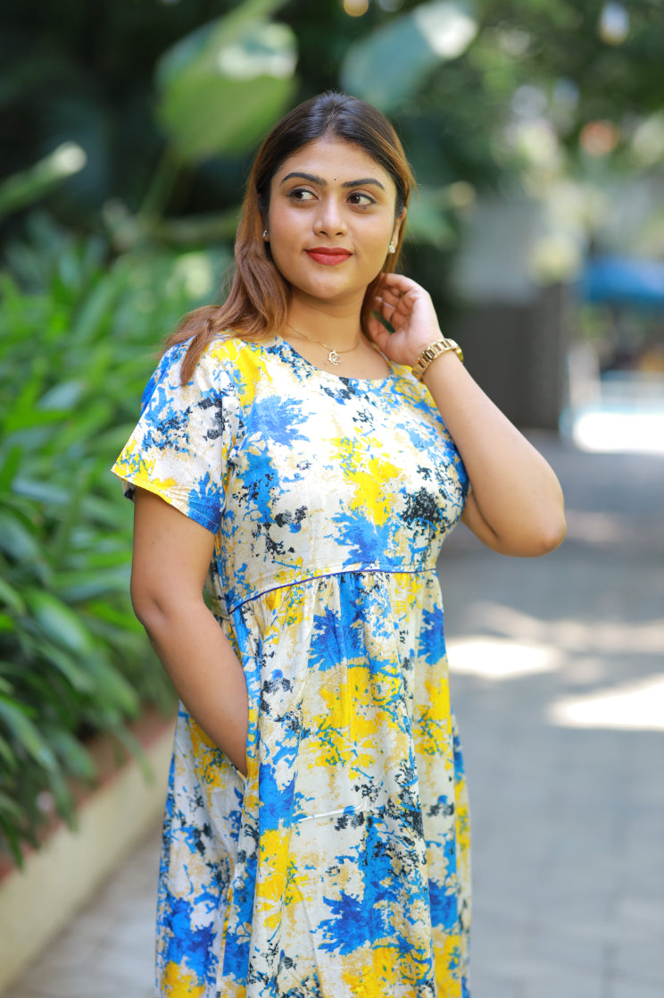 Sandal Painting Digital print Without zip  Frock