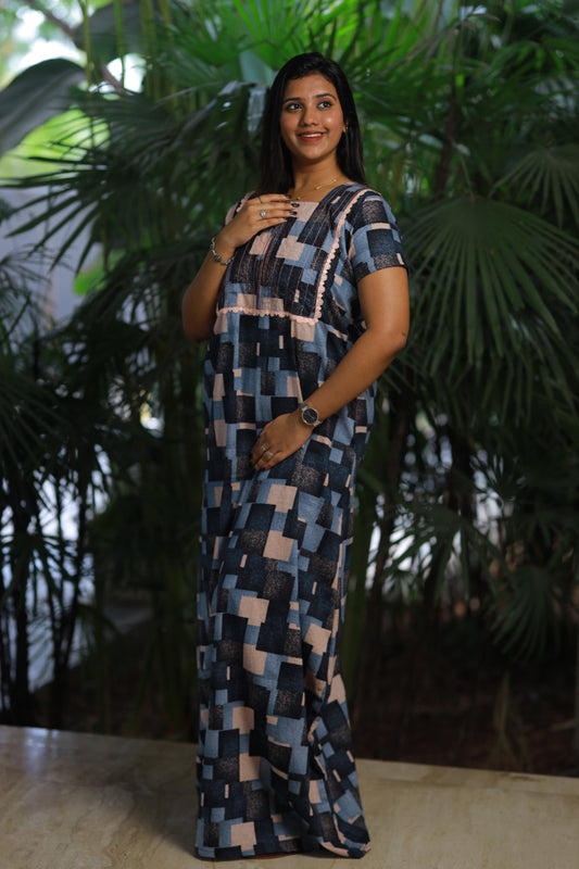 Grey with Black checked Piping zip Height-60