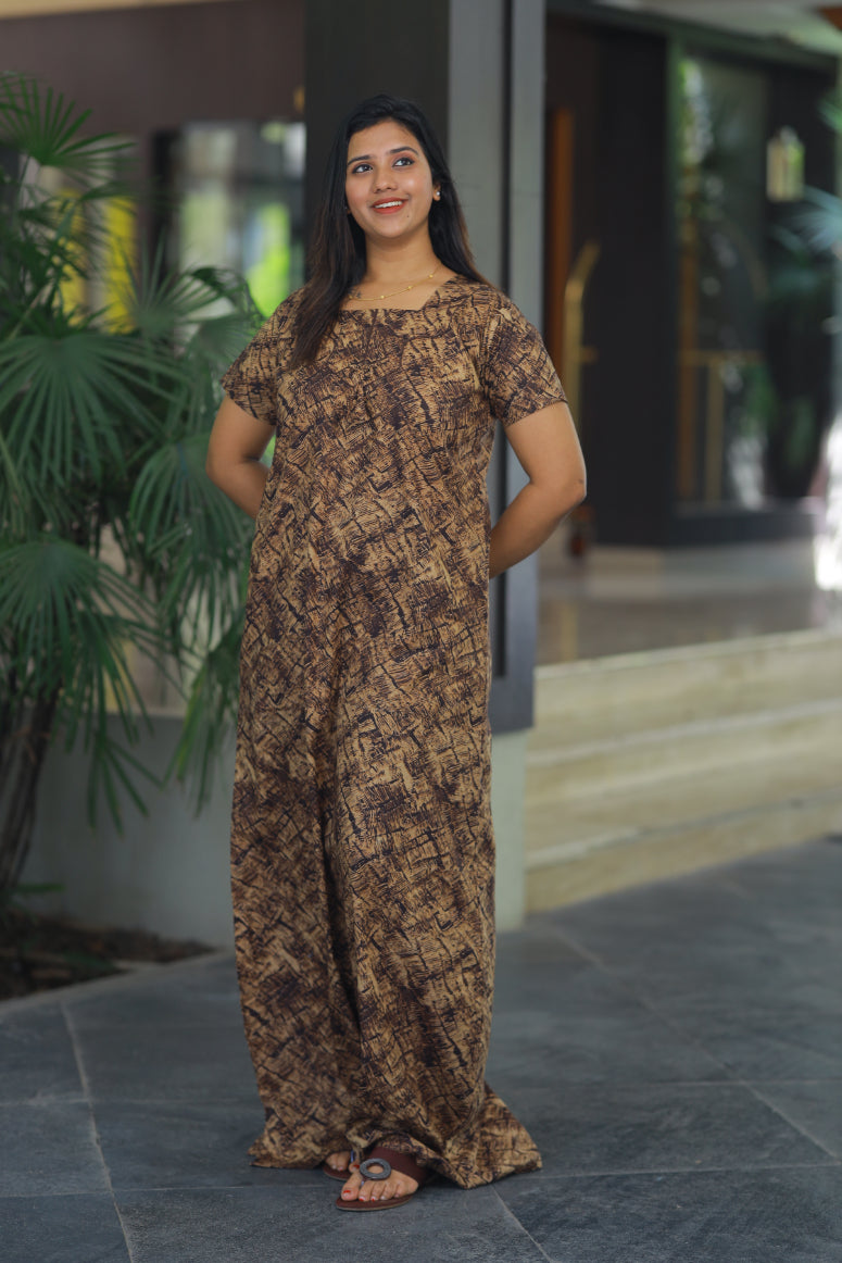 Brown digital design without zip Height-60" Nighty
