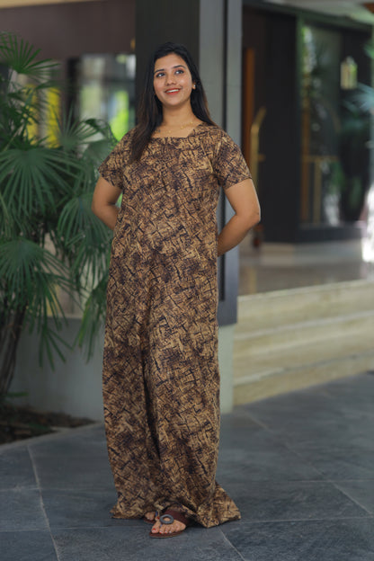 Brown digital design without zip Height-60" Nighty