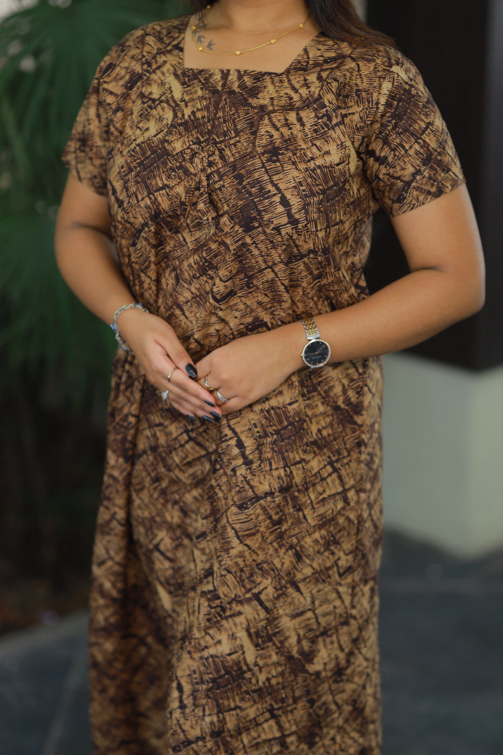 Brown digital design without zip Height-60" Nighty