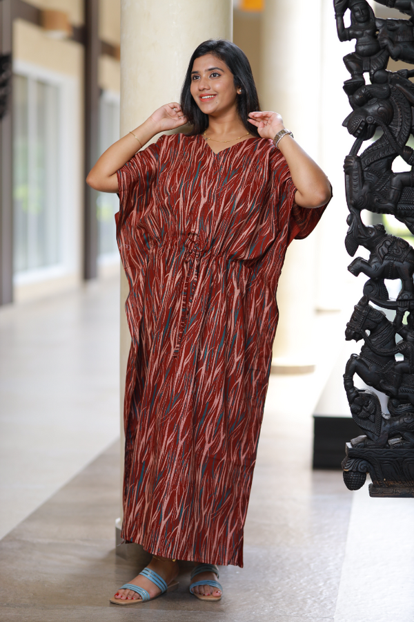 Merron With Green casual cotton kaftan with center zip