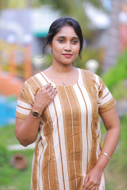 Brown With Sandal Vertical Side Zip Feeding Nighty