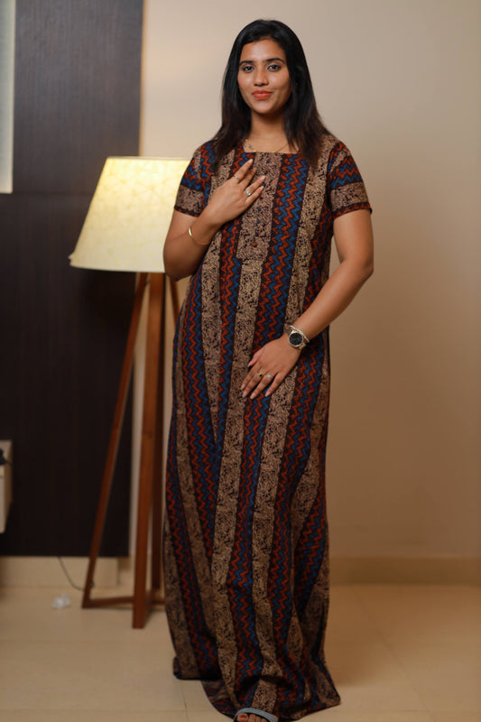 Brown With dark brown  Design without Zip  Hight- 60" Nighty