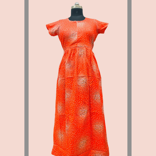 SUPER - Orange With White Frock Type Maxi with invisible zip