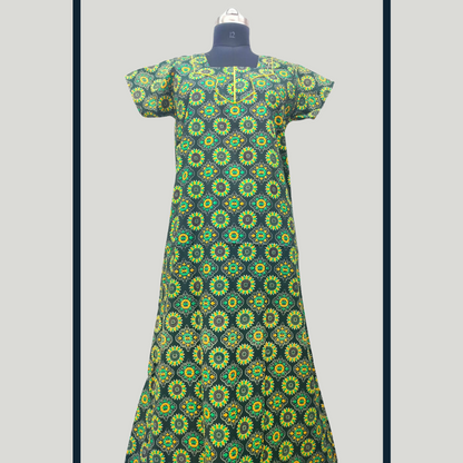 SUPER -Dark green With Yellow Circle Design Height 60" Without Zip  Nighty