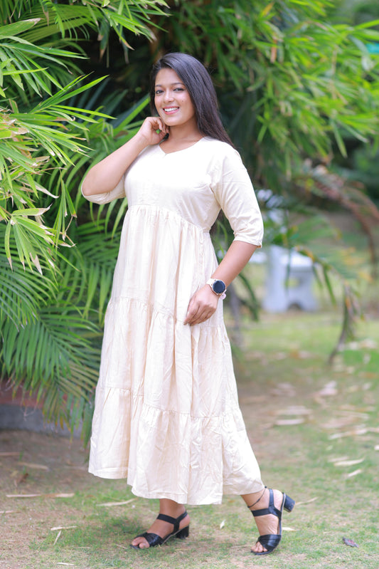 Sandal Colour double layer frock with center zip