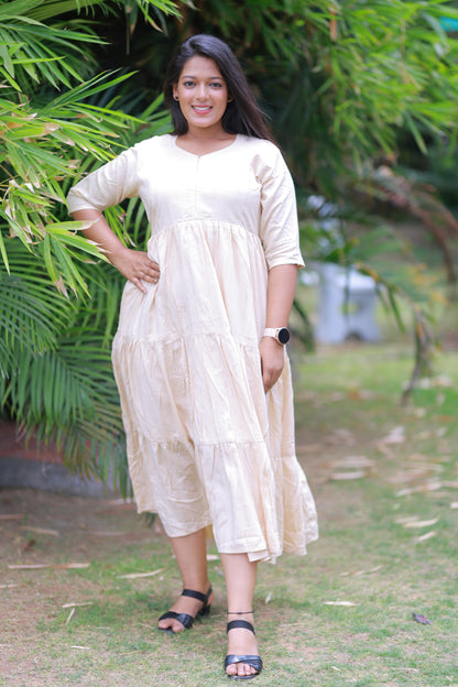 Sandal Colour double layer frock with center zip