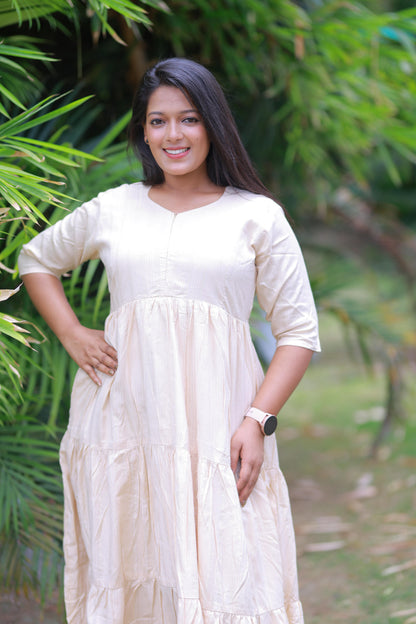 Sandal Colour double layer frock with center zip