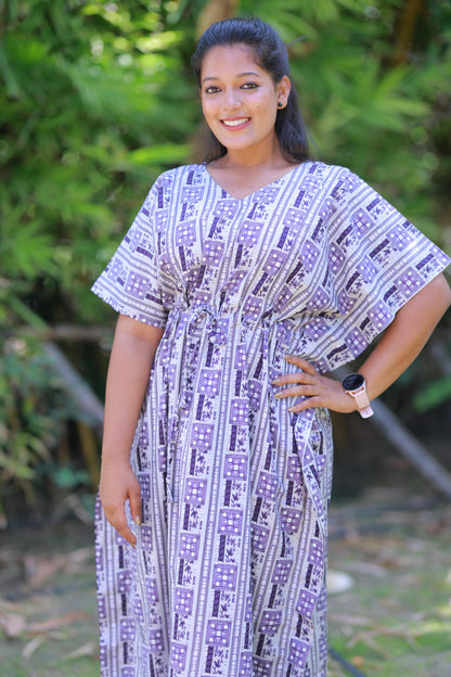 Gray With Purple kaftan with feeding side zip