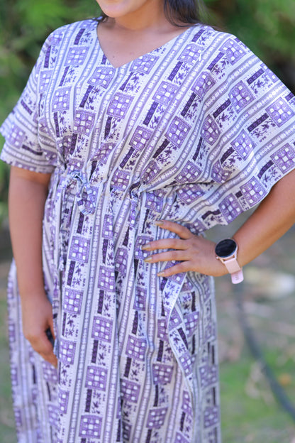 Gray With Purple kaftan with feeding side zip