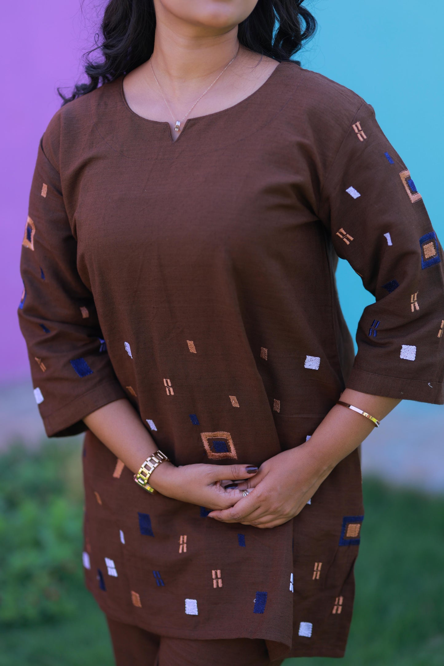 Trendy popcorn Brown co-ord set nightdress