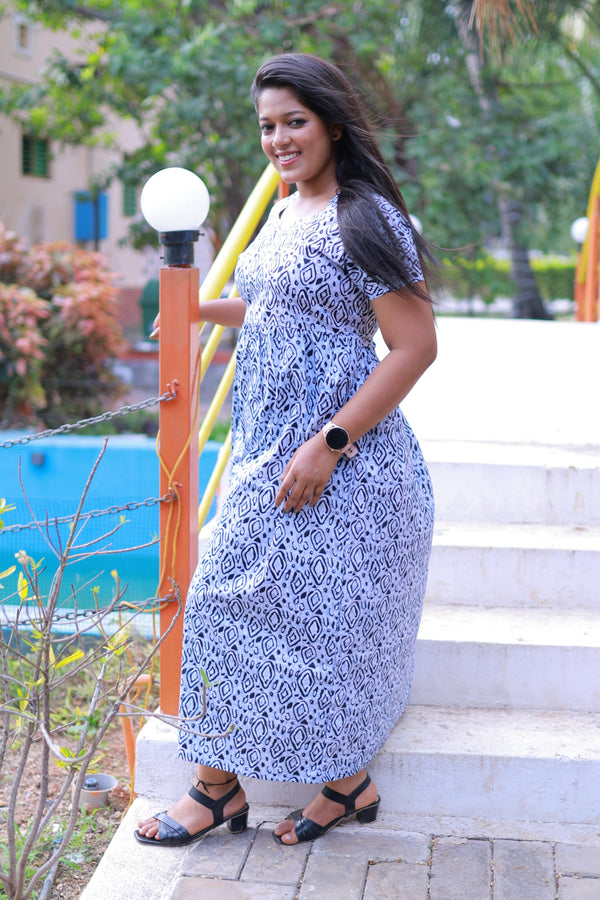 Gray With Navy Blue  Without zip  Frock