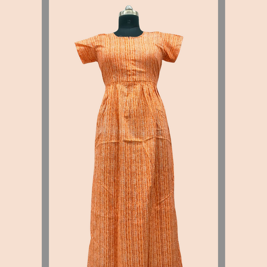 SUPER -Orange With White stripes Frock Type Maxi with invisible zip