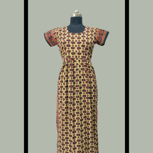 Fancy -Yellow With Red  Frock Type Maxi with invisible zip