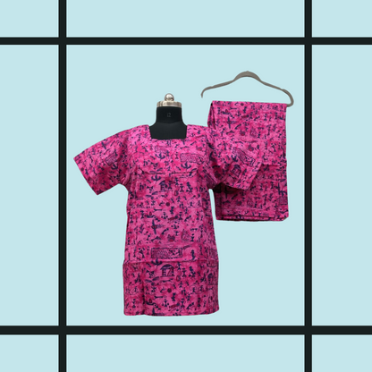 Super -Pink with black box neck with zip Nightdress -3xl, 4xl