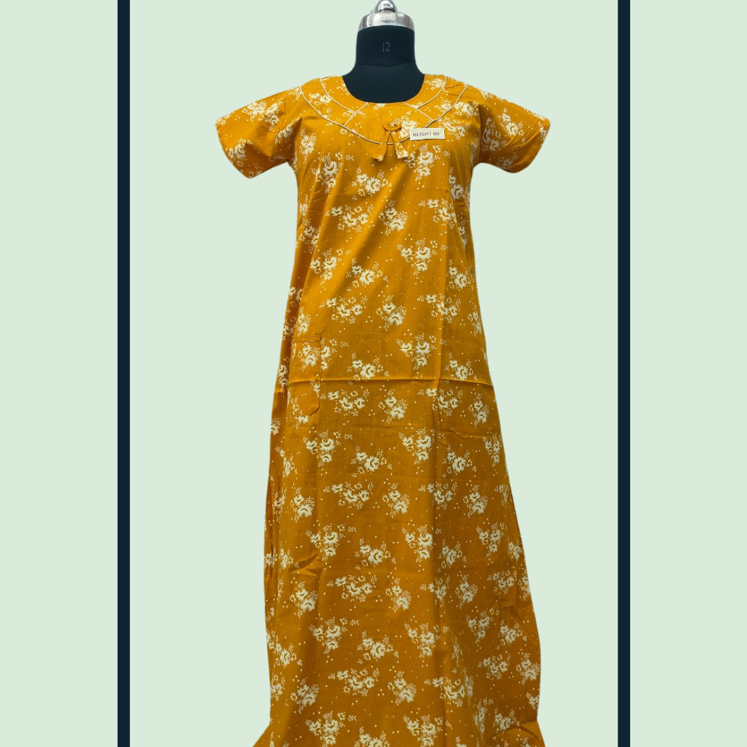 FANCY - Yellow with white  Design Height 60" Without Zip Nighty