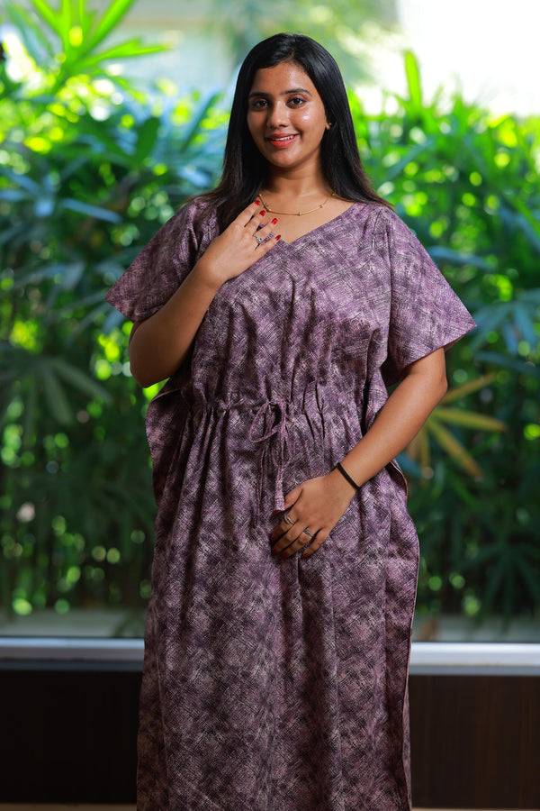 Violet With Sandle cotton kaftan with feeding side zip