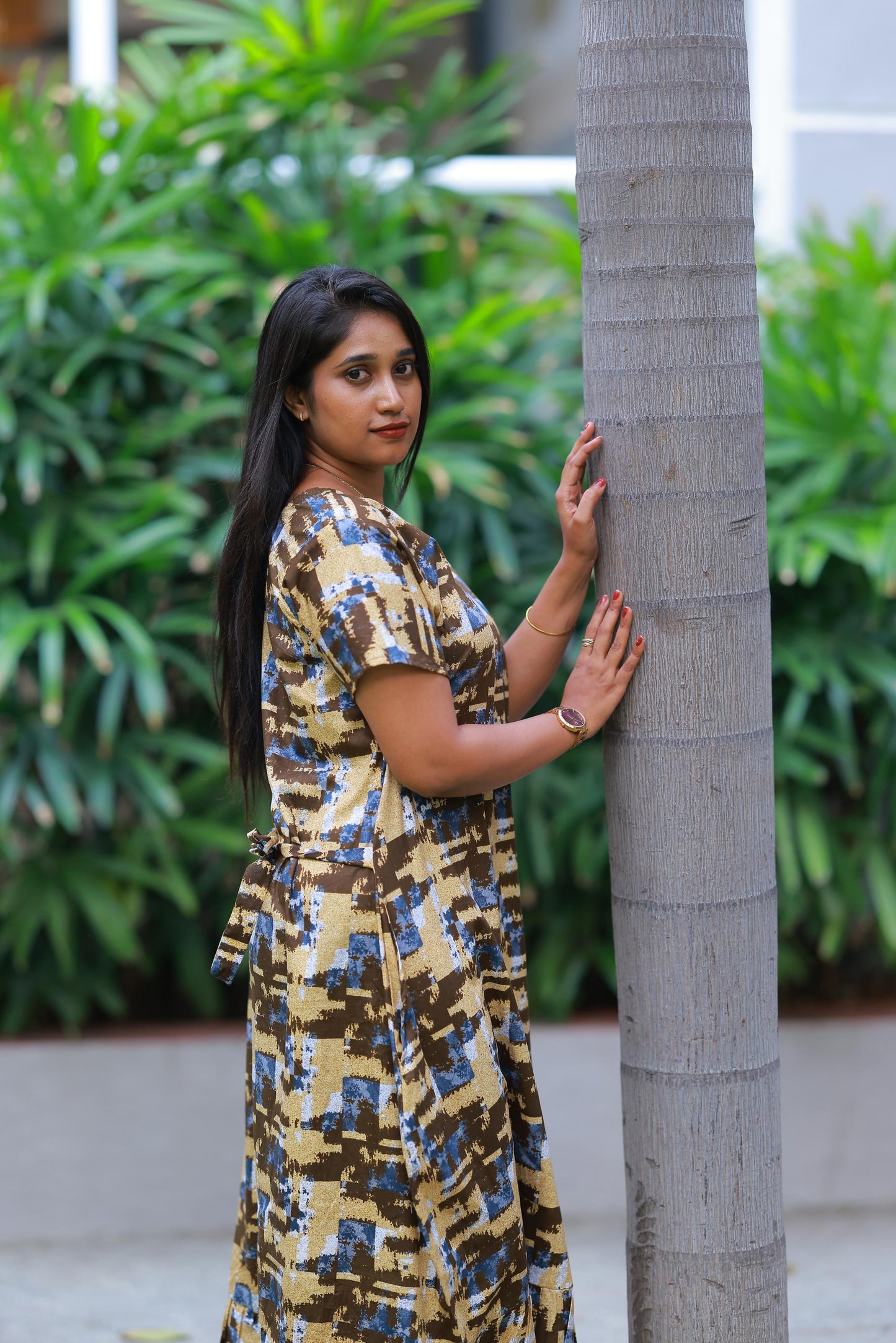 Sandal With Dark Brown Midi gown Nighty
