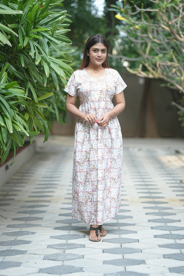 white with Sandal Center Zip Frock