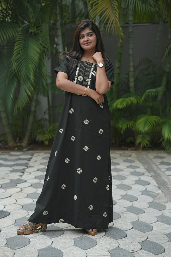 Dark green Lace Model  Tie And Dye Zip Nighty