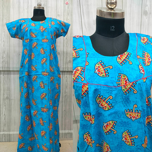 FANCY -  Blue With Umbrella Design Fleet Cut Without Zip Nighty